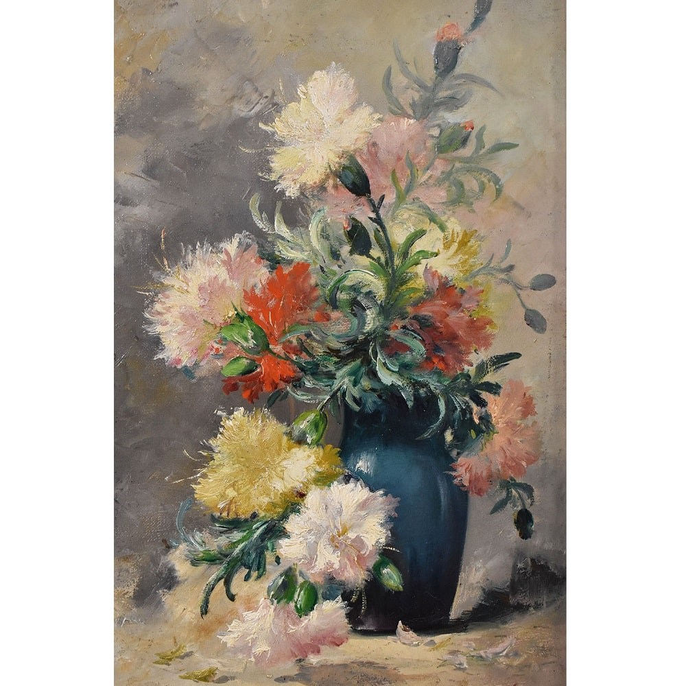 QF602 1 antique floral paintings flower canvas painting carnations.jpg